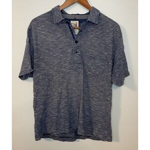 Relwen Short Sleeved Polo Shirt Navy Stripes‎ Men's Large
